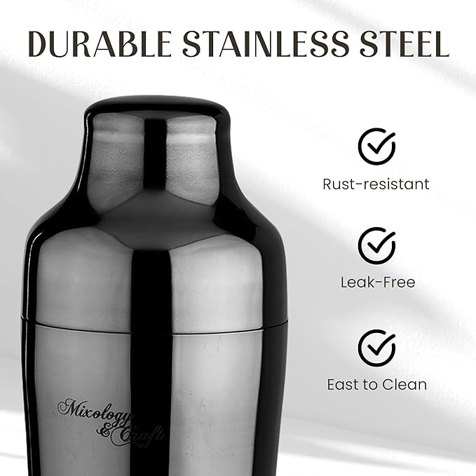 Mixology & Craft Cocktail Shaker Set with Dark Bamboo Stand - Professional 10-Piece Bartender Kit - Complete Bar Set & Cocktail Mixer Kit for Home (Gun Metal)