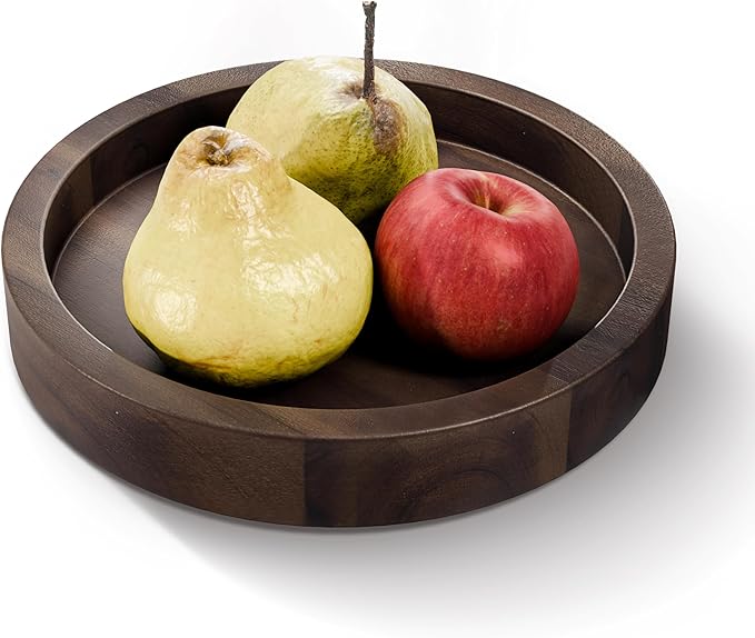 10” Small Lazy Susan Organizer, Acacia Wooden Lazy Susan Turntable for Cabinet - 360° Swivel Pantry Organizers and Storage for Home and Kitchen - Decorative Tray, Cheese Board (Walnut Color)