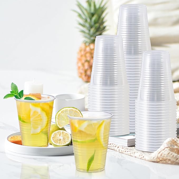 500 Pack 7 oz Plastic Cups, Disposable Drinking Cups, Water Cups Plastic Clear Cups for Party, Wedding, Graduation, Travel, Holiday, Events, Birthday,Cold,Hot