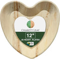 Charity Leaf Disposable Palm Leaf 12" Heart Plates (25 pieces) Bamboo Like Serving Platters, Disposable Boards, Eco-Friendly Dinnerware For Valentines, Weddings, Catering, Events