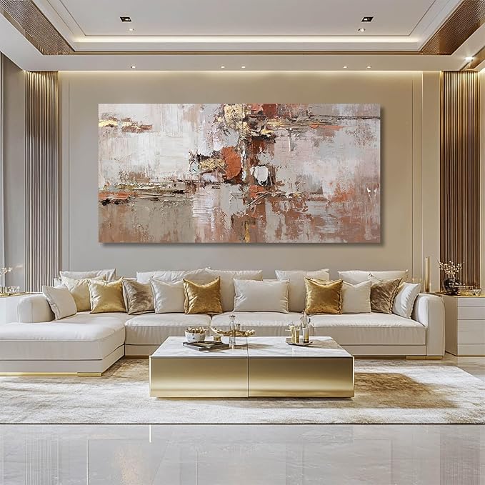 Gold Canvas Wall Art Framed Prints for Wall Decor 29"x58" Abstract Artwork for Living Room Posters for Bedroom Kitchen