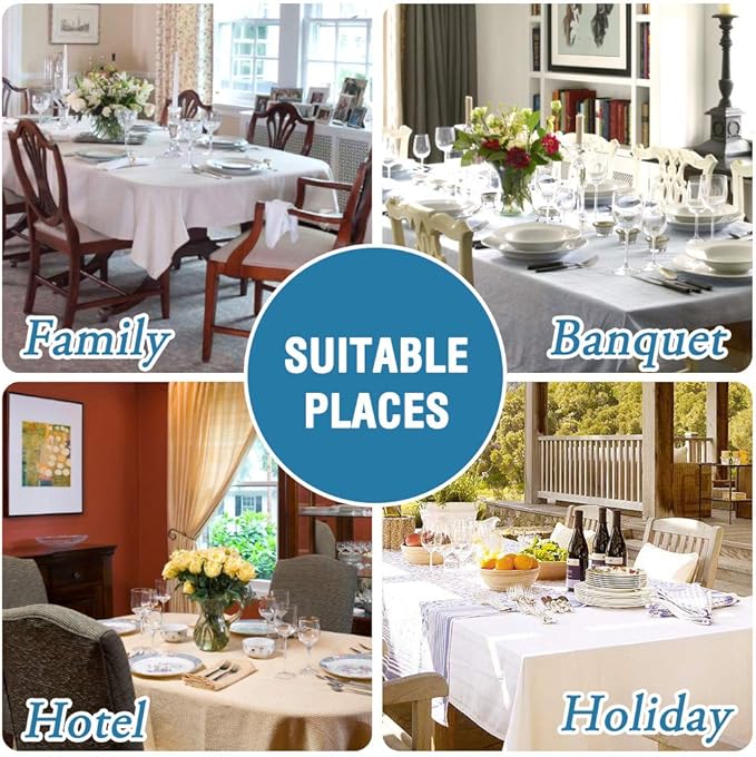 H.VERSAILTEX Linen Textured Table Cloths 60 x 84 Inch Premium Solid Tablecloth Spill-Proof Waterproof Table Cover for Dining Buffet Feature Extra Soft and Thick Fabric Wrinkle Free, Black