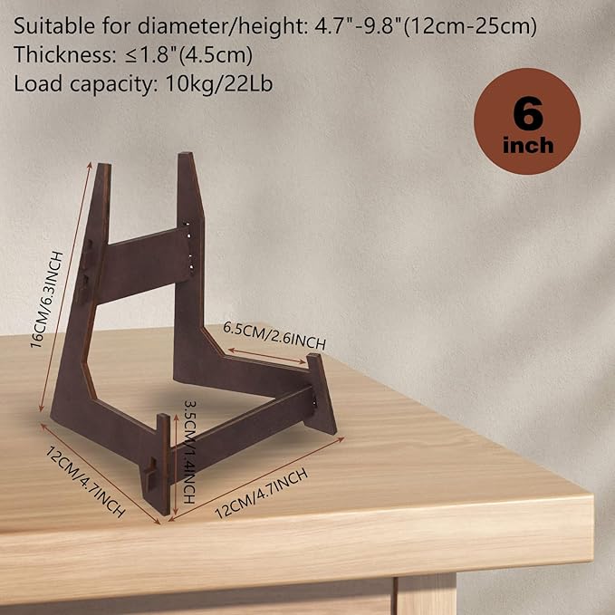 Plate Stands for Display,6 Inch wooden Plate Holder Display Stands,Frame holder stand for Book, Picture,plaque, Decorative Plate, Photo and Platter, Tabletop Art.(2 Pack )