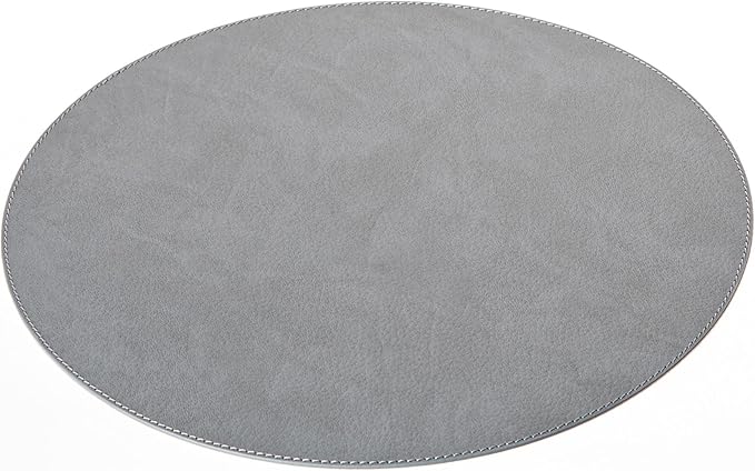 Nikalaz Oval Placemats Set (Pack of 4) Recycled Leather Table Mats 18 x 13 inches (45.7 x 33 centimetres), Kitchen Dining Table Decor by Nikalaz (Dirty Grey)