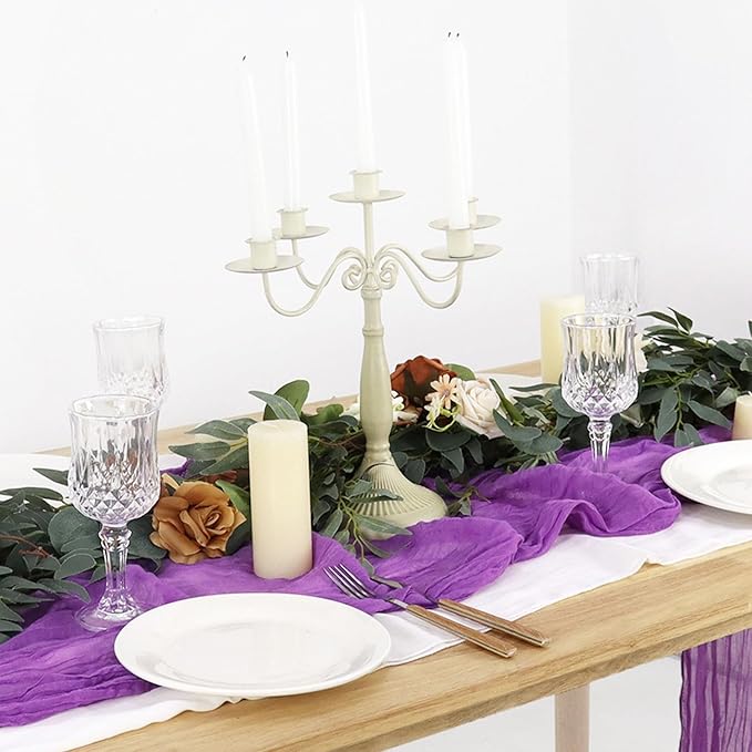 FUHSY 10 Pack 10FT Gauze Table Runner Cheesecloth Fabric Lilac Table Runners Cheese Cloth Rustic Wedding Party Table Runner Boho Birthday Table Decorations Lavender Sheer for Cheese Clothes