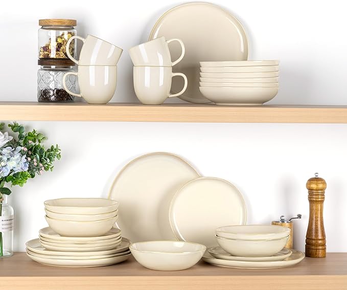 AmorArc Ceramic Dinner Plates Set of 6, 10.5 Inch Handmade Reactive Glaze Stoneware Plates, Rustic Shape Dinnerware Dish Set for Kitchen, Microwave & Dishwasher Safe, Scratch Resistant