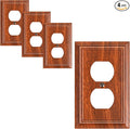 4-Pack Duplex Outlet Cover Plate, Decorative Wood Grain Switch Plates and Outlet Covers, Natural Bamboo Fiber Wall Plates for Electrical Outlets, 1 Gang Receptacle Cover, Corrosion Resistant