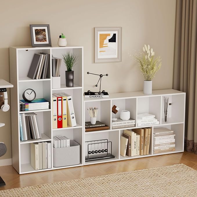 Cube Storage Organizer,Closet Organizers and Storage,Cube Reversible Bookshelf,Storage Shelf for Living Room,Home Office,Dining Room(White, 7-Cube)