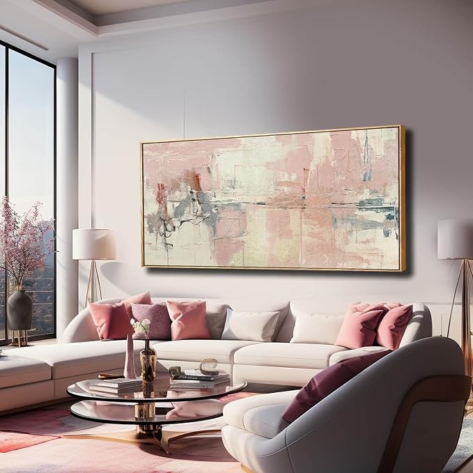 YJYart Pink Abstract Wall Art Room Decor for Teen Girls Modern Living Room Canvas Wall Art Bedroom Pictures Office Decoration for Wall 29x58in