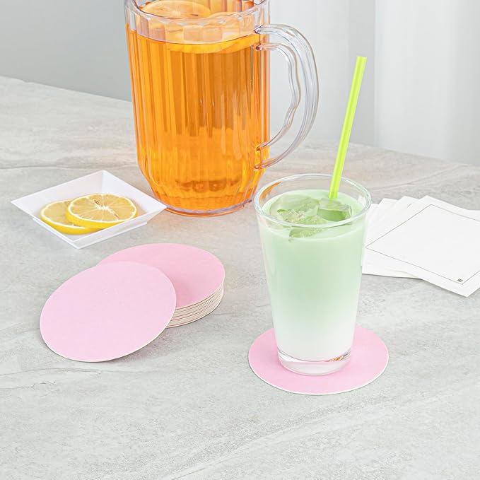 Restaurantware Paper Coasters 1000 Pack of 4 Inch Disposable Beverage Coasters Absorbent for Hot and Cold Drinks Pink Coffee Cup Essentials for Table Decor, Kitchen, Home Patio or Living Room
