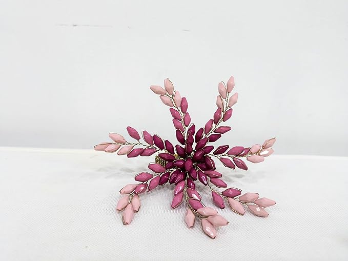 Pink Gold Beaded Napkin Ring - Set of 12 - Beautiful Leaves Design Perfect for Dinner Table Décor/Farmhouse/Mothers Day/Christmas/New Year Party/Easter/Family Gathering/Halloween & Everyday Use