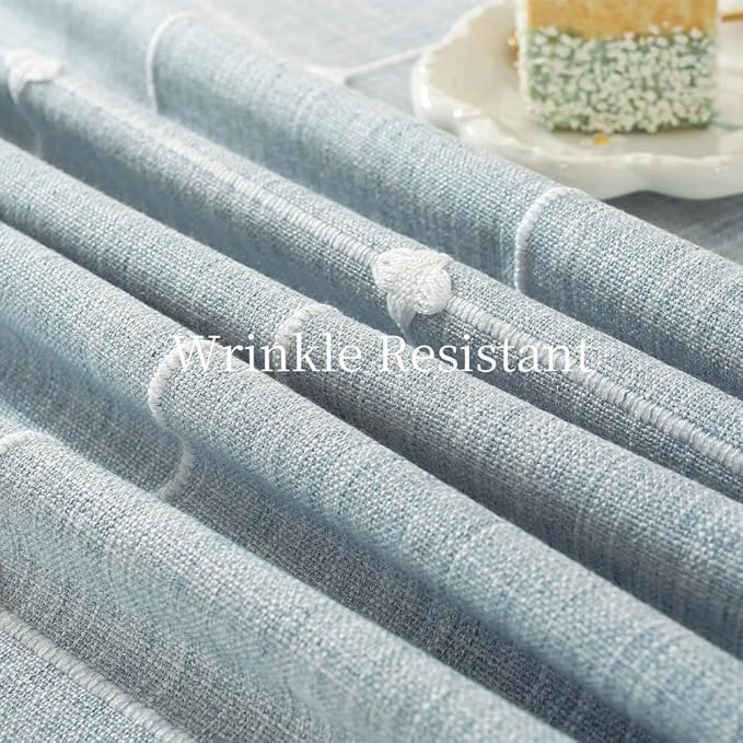 Zobesta Blue Table Cloth Rectangle Table 53 x 120 Inch,Cotton Blue Linen Gingham Tablecloth Rectangle, Heavy Weight Washable Boho Tablecloth for Outdoor, Party, Holiday, Picnic, Dining