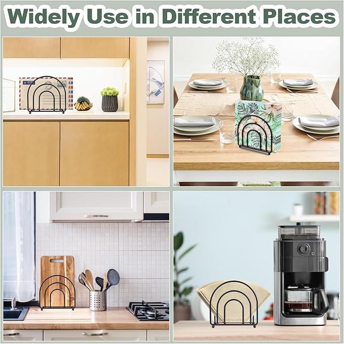 Metal Napkin Holder for Table - No Assembly Matte Black Paper Napkin Holders for Kitchen, Compact Design Cocktail Napkins Hoder Dispenser for Home Countertop, Restaurant & Outdoor Use