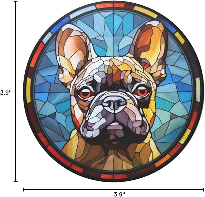 Drink Coaster Set of 6, French Bulldog Dog Mom Lover Gift,Leather Drink Coasters with Holder,6 Pack Cup/Bar/Drink Coasters for Table/Drinks/Coffee Protection Housewarming Gift