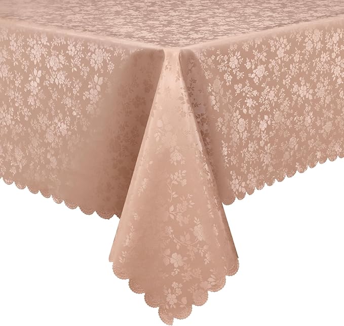Smiry Rectangle Table Cloth, Waterproof Heavy Duty Vinyl Tablecloths, Wipeable Washable Table Cover for Kitchen and Dining Room (Tan, 60" X 84")