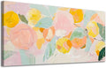 ADJUVANT Wall Art Impressionist Colorful Floral 48"L x 24"W, Bright Blooms With Pastel Leaves Canvas Painting Lively Petals Artwork Prints Floral Wall Decor for Living Room Bedroom Dining Room Home Office