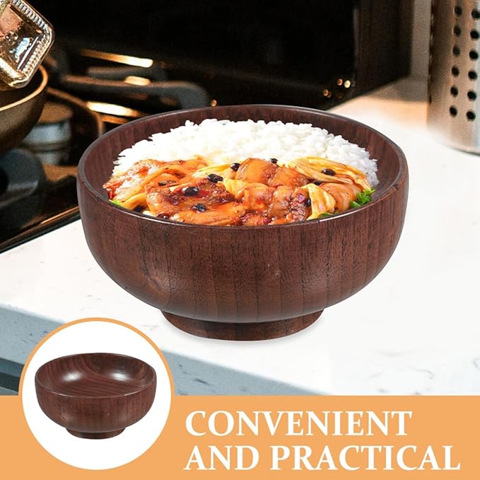 Large 16cm Wooden Salad Bowl Heat-resistant Wood Serving Bowl for Kitchen and Dining Multipurpose Food for Salad Fruit and Bread Sturdy Smooth Finish