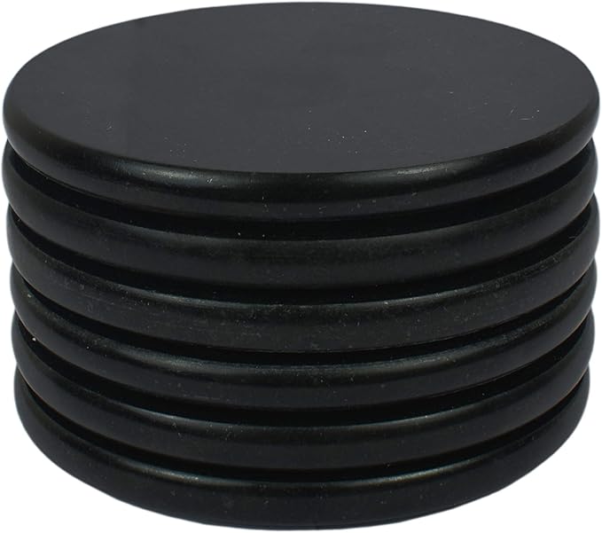 Black Granite Round Stone Coasters Polished Best Granite Stone Coasters with a fine Color and Solid Build Material Set of 4 (Set of 6)