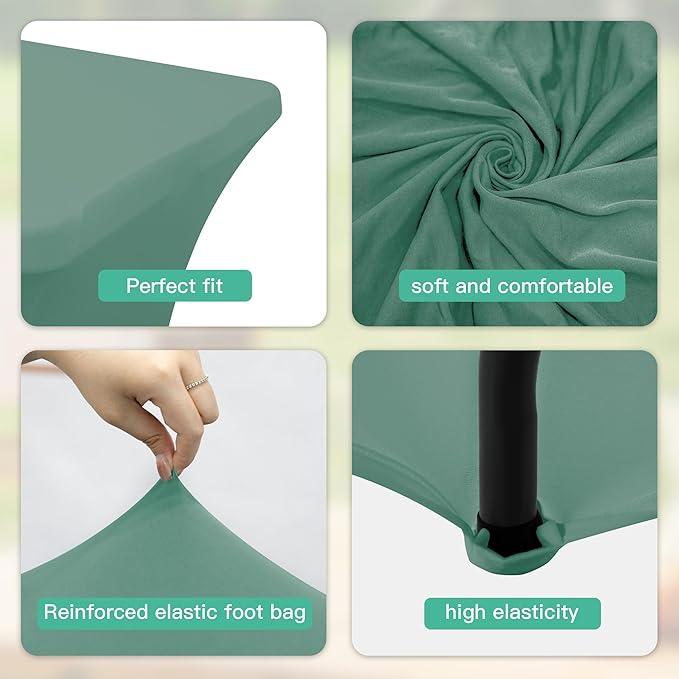 4FT Table Cloth for Rectangular Fitted Events Stretch Turquoise Stone Table Covers Washable Spandex Tablecloth Protector for Party, Wedding, Cocktail, Banquet, Festival