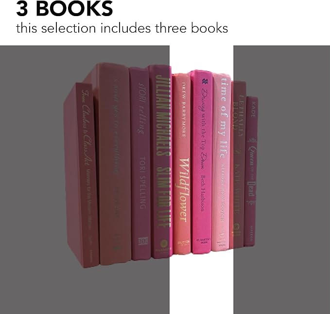Real Books by Color® (Set of 3, Pink) Decorative Bookshelf Home Decor Shelf Styling Photo Prop