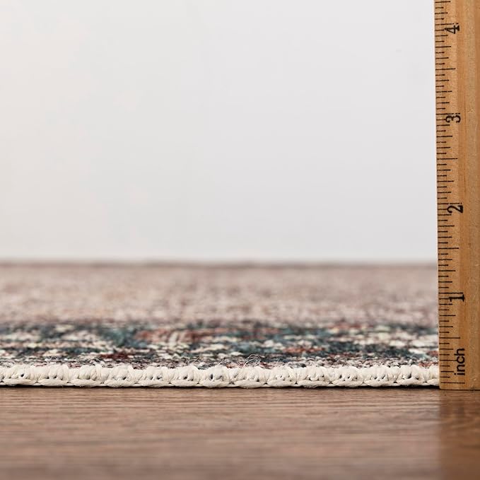 Keen Home Design 5x7 Rug - Machine Washable Area Rug with Non-Slip Backing, Ideal for Living Room, Dining Room, Bedroom - Vintage, Easy Clean, Durable, Low Pile - (5' x 7')