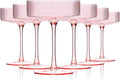 9 oz Pink martini glasses Vintage Art Deco Blush Pink Coupe Glasses Set of 6 Pink Ribbed Cocktail Glasses for Espresso Martini, Champagne,Cosmopolitan,Manhattan,Cocktail