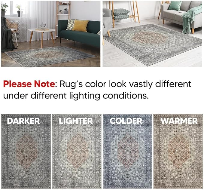 Keen Home Design 3x5 Rug - Machine Washable Entry Rug with Non-Slip Backing, Ideal for Enteryway, Kitchen, Bathroom, Laundry Room - Vintage, Easy Clean, Durable, Low Pile - (3' x 5')