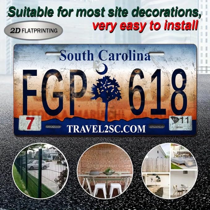 Vintage License Plate Wall Decor Set (Decorative Use Only), 50 US State Metal Signs, 6 x 12 Inch Embossed Retro Plates for Garage Decor, Man Cave Decor