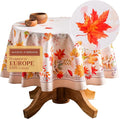 Maison d' Hermine Table Cloth Round Table 100% Cotton 69 Inches Fall Tablecloth Reusable Everyday Use for Thanksgiving Christmas Decorations Dining Farmhouse Party (Amarante)