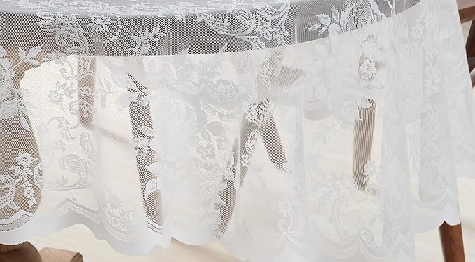 Warm Home Designs 36 Inch Round Tablecloth with English Rose Design. Use as Round Small Tablecloth, Lace Small Tablecloth or Coffee Table Cover. Small Ivory Tablecloth for 2-4 Guests. LTC Ivory 36"