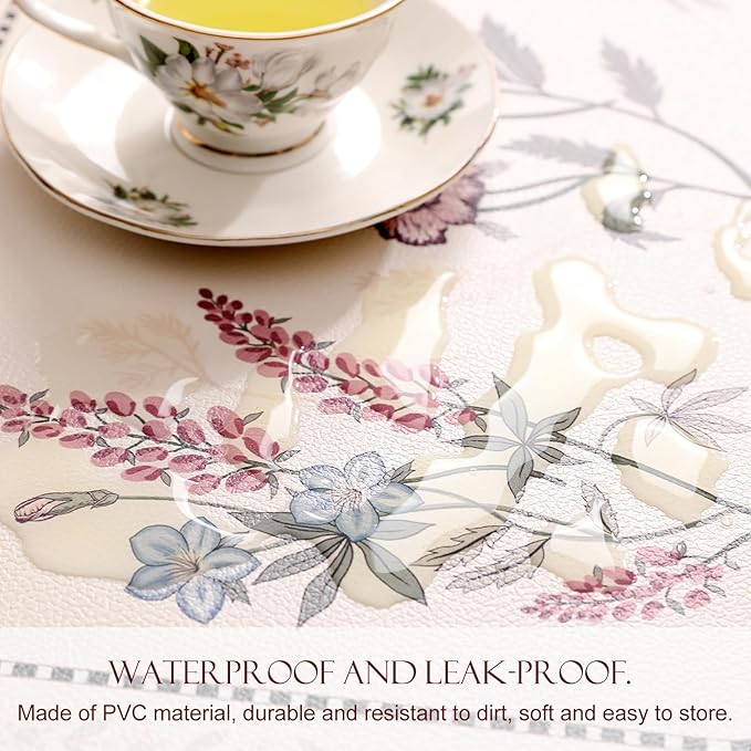 ISAENNE PVC Placemats Set of 6,Rectangular Floral Placemats, Waterproof and Heat-Resistant Place Mats,Decoration for Kitchen, Dinning, Parties, Holiday,12"*17"