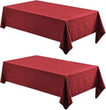 2 Pack Rectangle Tablecloth, 60x84 inch, Water Resistant Wrinkle Free Linen Textured Table Cloth Washable, Decorative Fabric Table Cover for Dining, Party and Camping, Red