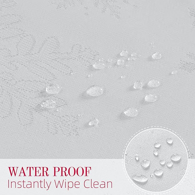 Cloth Place Mats Set of 8–Reusable Rectangular Waterproof Fabric Polyester Washable Wipeable Heat Resistant Jacquard Sparkling Metallic Snowflake for Kitchen Table(White Silver/13x19 Inch)