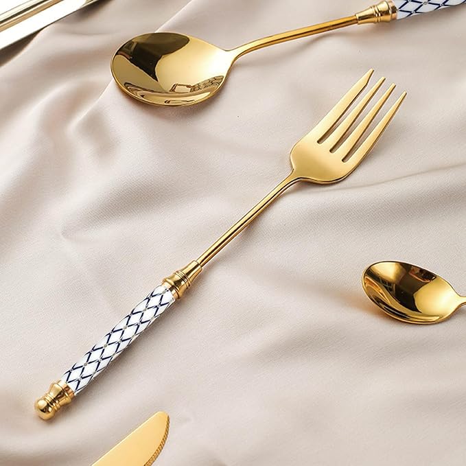 20-piece Silverware Set With Ceramic Handle, Premium Food Grade Stainless Steel Flatware Sets, Mirror Polished Cutlery Set, Dishwasher Safe (for 4 People)