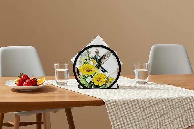 Hummingbird Napkin Holder for Table - Free-Standing Paper Napkin Dispenser for Cafe, Bar, Restaurant Table Decor | Colorful Metal Napkin Stand|Rustic Home Decor Presents|Kitchen and Dining Accessory