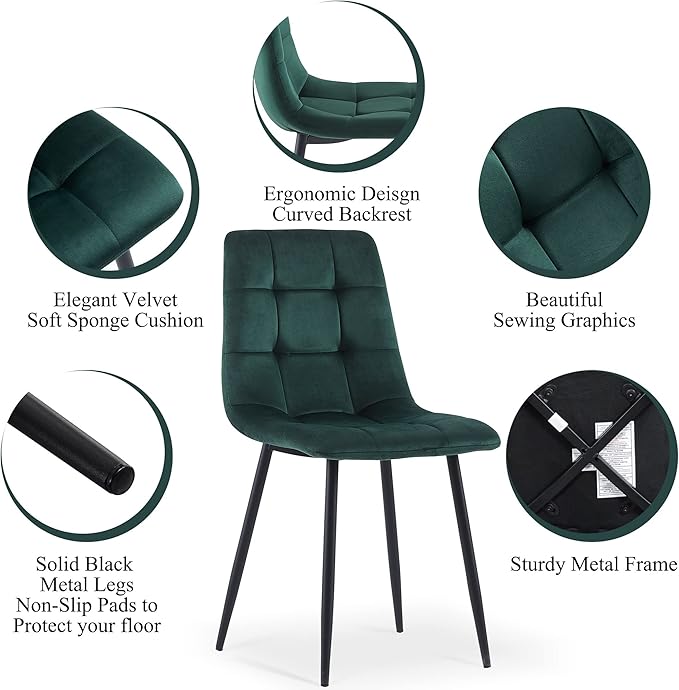 Comfortable Dining Room Chair Set of 6,Easy Assemble Living Room Chair Elegant Velvet Make Up Chair with Stable Metal Legs for Vanity,Dining Room