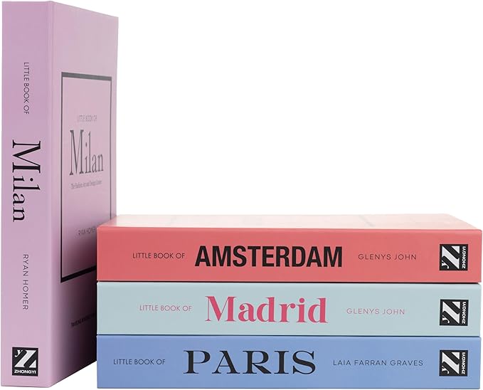 Pastel Medium | 4 PCS Faux Decorative Books for Home Decor | Not Real Books (Cardboard Boxes) | Coffee Table, Shelf Styling & Modern Aesthetic Accent Pieces for Living Room, Office