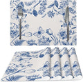 Vintage Flower Butterfly Placemats Set of 4 Washable Table Place Mats for Dining Kitchen Party Decor