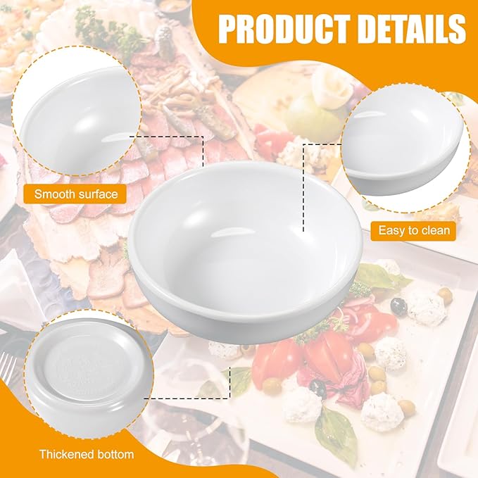 12 Pcs Dip Bowls Set 1.7oz Sauce Soy Dishes Bowls Small for Dipping Tomato Sauce, Soy, BBQ and Other Party Supplies(White)