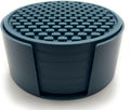 Happitasa 4.25 Inch Bar Mat Style Silicone Beverage Coasters, Set of 6 with Holder (Smoky Blue)