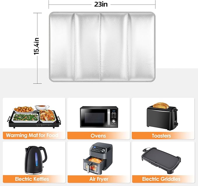 23×15.4 in Heat Resistant Mat for Food Warming Mats, Heat Resistant Mats for Countertop Reflects 95% of Heat, Waterproof and Oilproof Hot Pad With Non-slip Bottom for Air Fryer, Coffee Maker, Oven