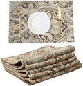 Luxury Retro placemats for Dinner Table Set of 6,Machine Washable Fabric Placemats Non-Slip Heat Resistant Indoor Dining Table mats placemats (Coffee, Set of 6)