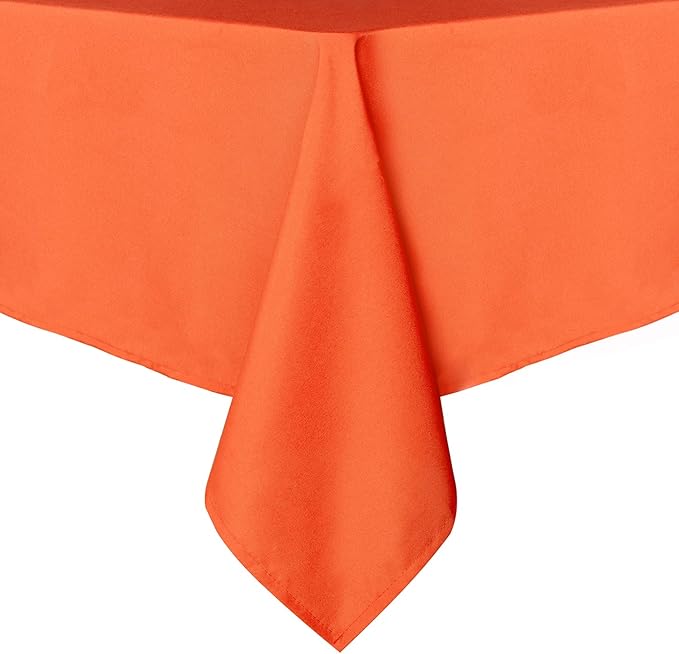 sancua Rectangle Tablecloth - 60 x 102 Inch - Stain and Wrinkle Resistant Washable Polyester Table Cloth, Decorative Fabric Table Cover for Dining Tables, Buffet Parties and Camping, Orange