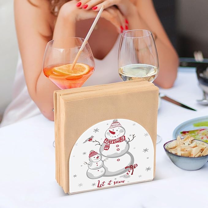 Napkin Holder Snow Santa Crystal Clear Acrylic Napkin Holders Paper Napkin Holder Dining Table Dispenser for Kitchen Restaurant Home Decor Bar Accessories