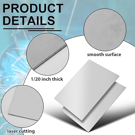 4 Pcs 16 Gauge Mild Metal Steel Sheet Plate Weldable Carbon Cold Panels Square Rolled for Outside Industrial DIY Weld Accessories, Easy Formability Smooth Surface (16 x 12 Inch)