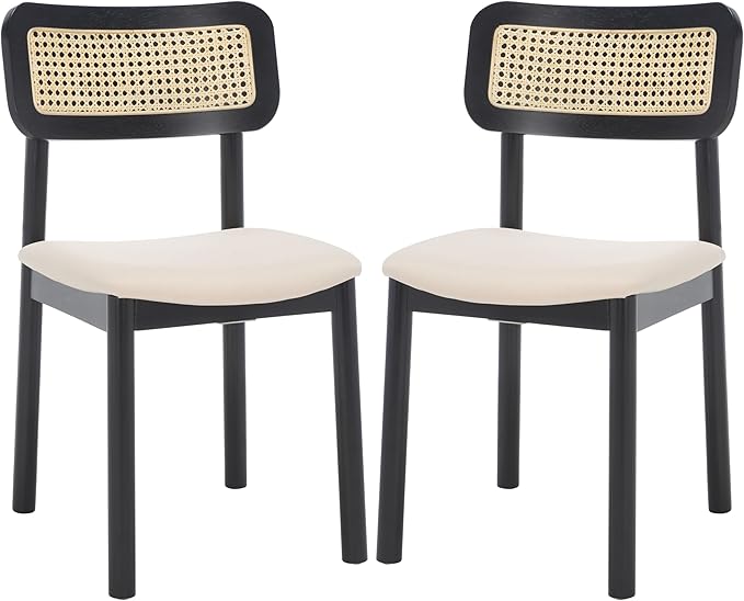 SAFAVIEH Home Collection Egon Coastal Black/White Dining Chair Set of 2