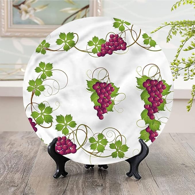 Ceramic Display Plate, Vine Ceramic Hanging Decorative Plate, Agriculture Harvest Yield, 6 Inch, Living Room Kitchen Decoration Household, Multicolor