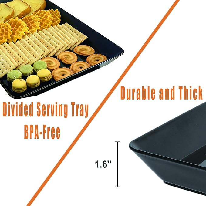 Serving Tray Platter, 5 Pcs Food Tray for Veggie Fruit Snack Dessert Cookie Cheese, Food Trays for Party Supplies Display, Plastic Platters for Serving Food, Large Trays, BPA Free