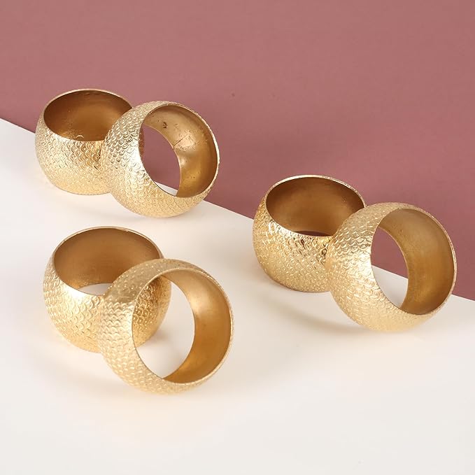 Napkin Rings Set of 12 Metal Napkin Holder Buckles Round Serveitte Rings for Fall Thanksgiving Christmas Dinner Table Decor Wedding Banquet Party Easter (Gold) - ALPHA Living HOME