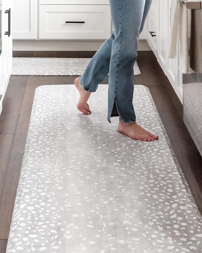 House of Noa Nama Standing Mat – Anti-Fatigue Cushioned Kitchen Mats for Floor | Ergonomic Bounce-Back Foam Kitchen Mats | Anti-Fatigue Mats for Kitchen & Standing | Fawn Silver | 22" x 72"